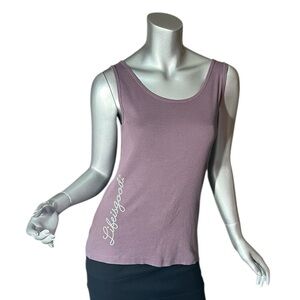 Life Is Good Women’s Medium Purple Scoop Neck Tank Top Cotton Shirt Logo